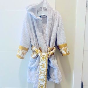 Versace Baroque kids hooded bathrobe